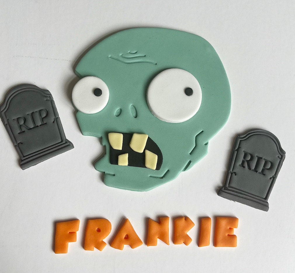 Plants vs Zombies personalised cake topper, name & gravestones set for birthday or Halloween cake